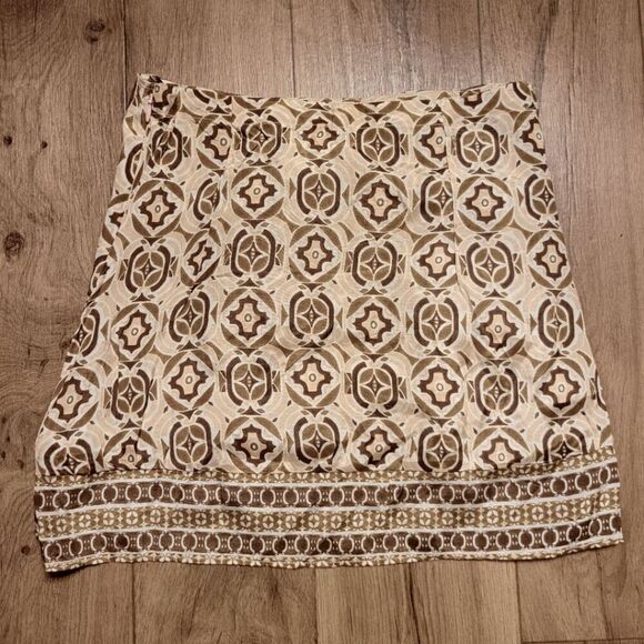 Free People Aztec Front Tie Mini Skirt Brown Cream Size 2 New - Picture 5 of 6